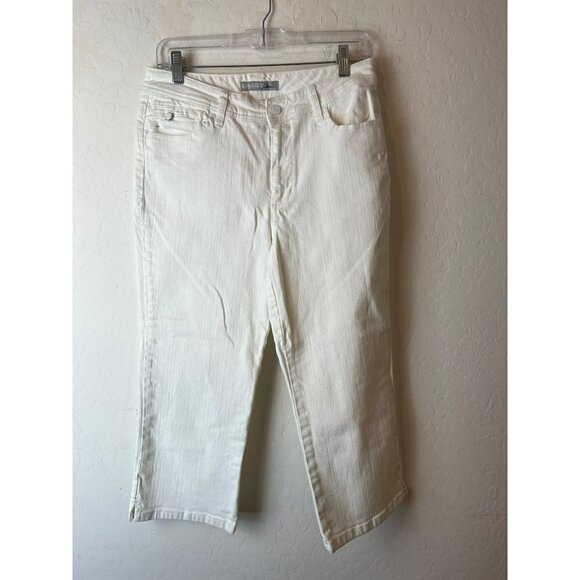 Chico's Platinum Sz 1 White Jean Crop Pant Stretch - Picture 2 of 7